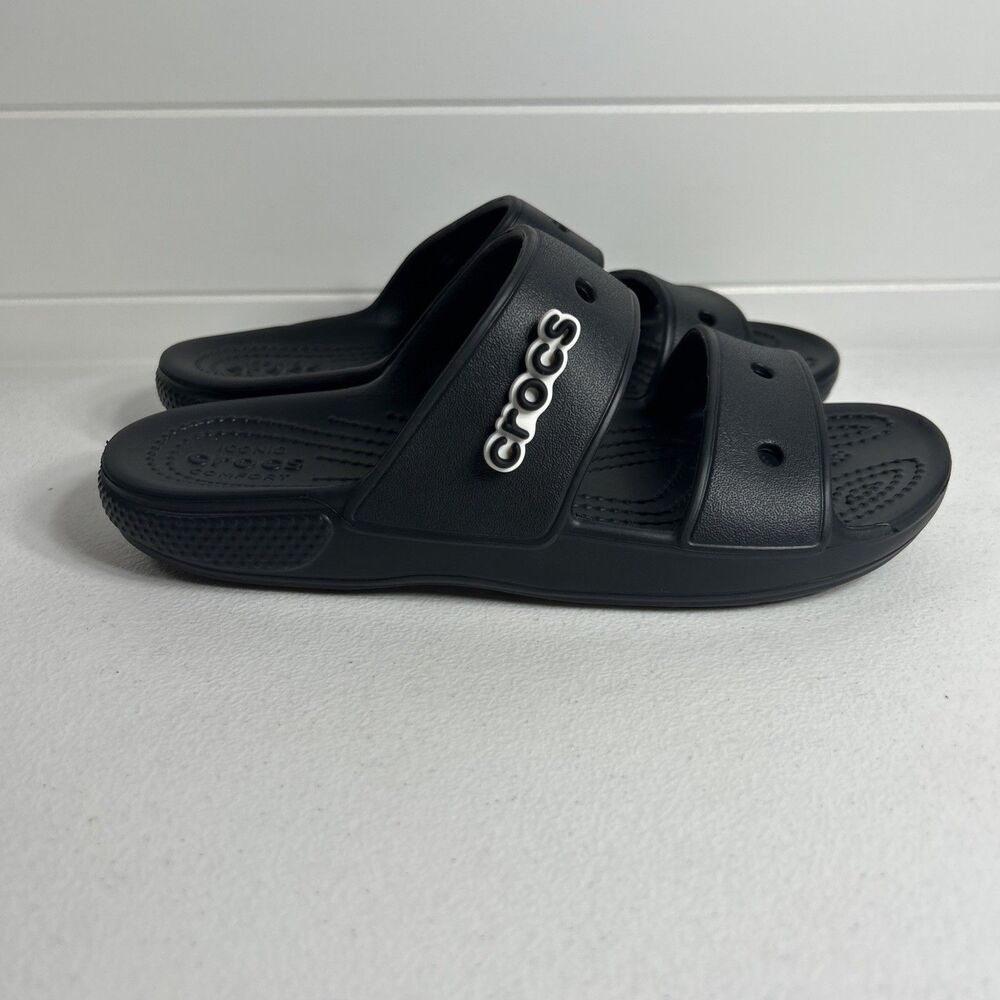 Crocs Women’s Slides Size W7 M5 Black Duel Strap Comfort Sandal